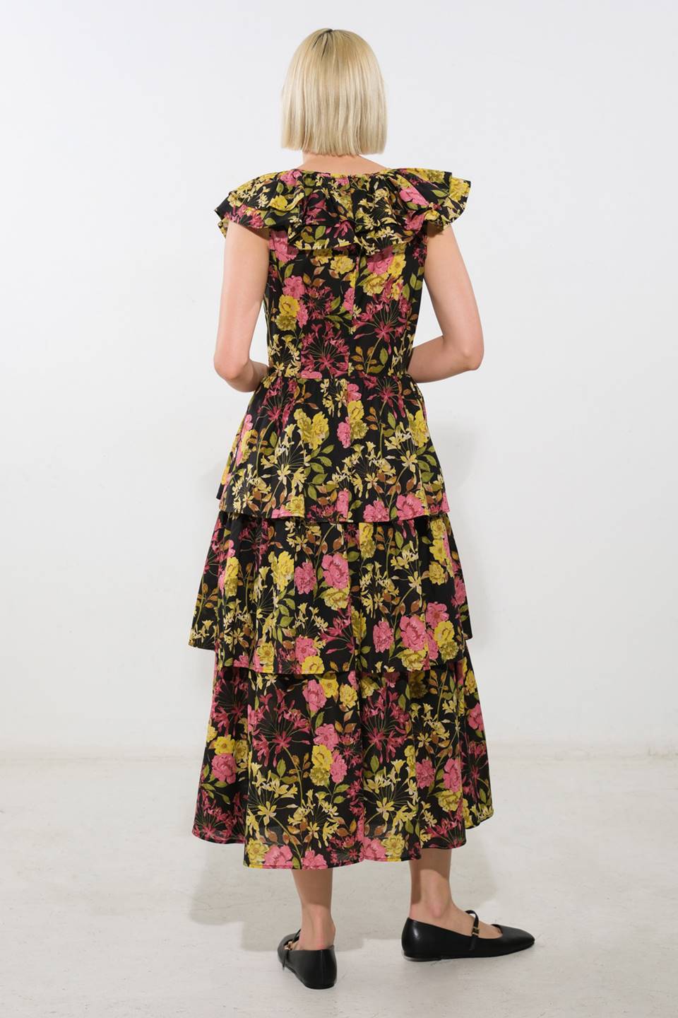 GRACEFUL GATHERING WOVEN MIDI DRESS Flying Tomato